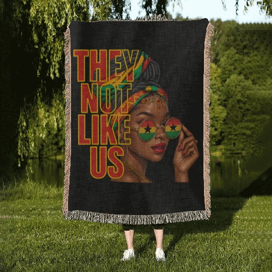 They Not Like Us Afro Queen Woven Blankets