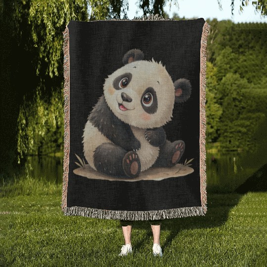 Bamboo Bliss Panda Woven Blankets