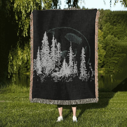 Forest Moon – Lunar Light in the Wilderness Woven Blankets
