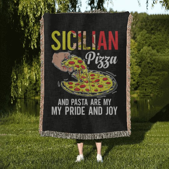 Sicilian Pizza And Pasta Woven Blankets