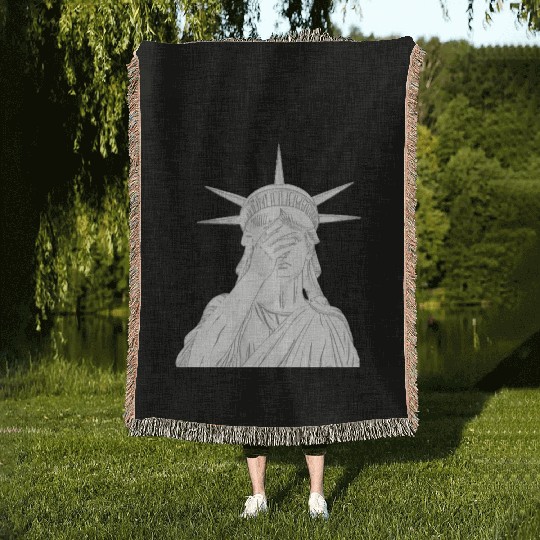 Oh the shame Statue of Liberty US for sale chaos Woven Blankets