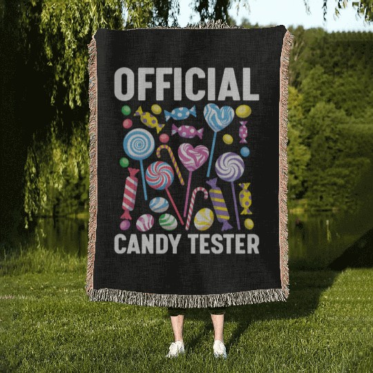 Official Candy Tester Lollipop Sweets 01 Woven Blankets