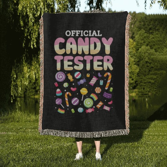 Official Candy Tester Lollipop Sweets Halloween Woven Blankets