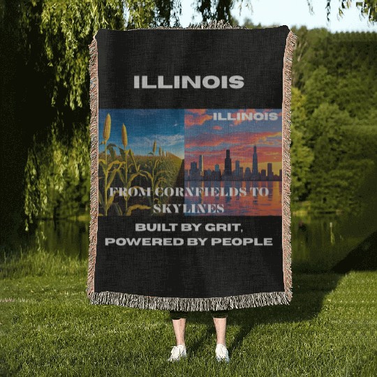 Illinois Midwest Mosaic Art Woven Blankets
