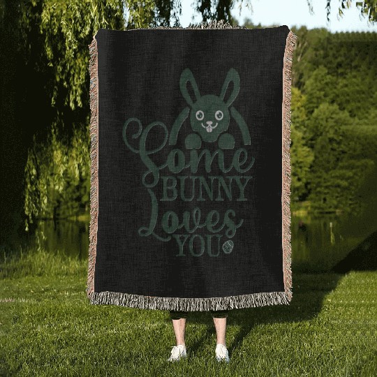 Bunny Loves You Sweet Playful Design Woven Blankets