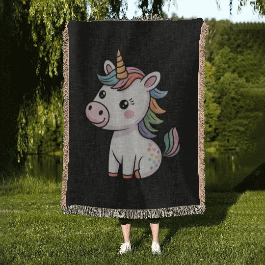 Believe in Magic – Cute Rainbow Unicorn Fantasy Woven Blankets
