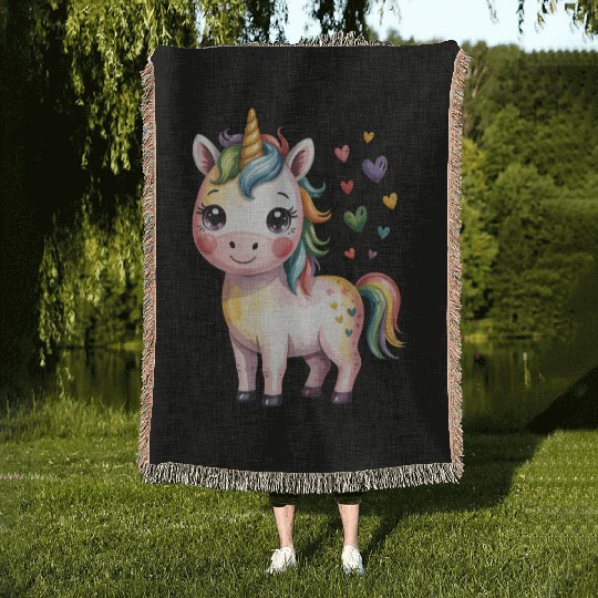 Believe in Magic – Cute Rainbow Unicorn Fantasy Woven Blankets