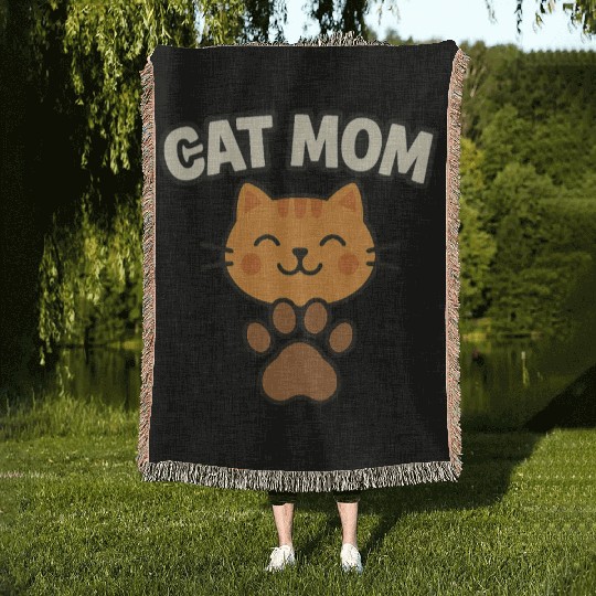 Animal Pet Lovers cat mom Woven Blankets