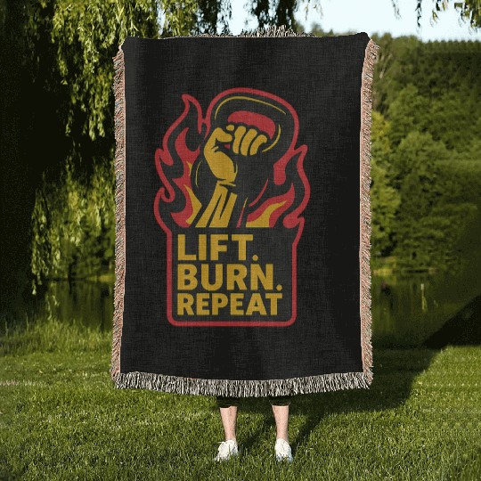 Kettlebell Fitness – Lift. Burn. Repeat | Gym Work Woven Blankets