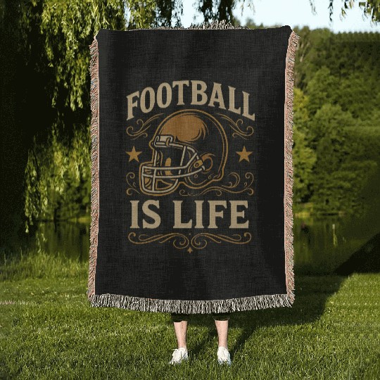 football is life Woven Blankets