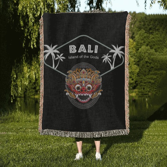Bali Island of the Gods Barong Mask Rangda Witch Woven Blankets