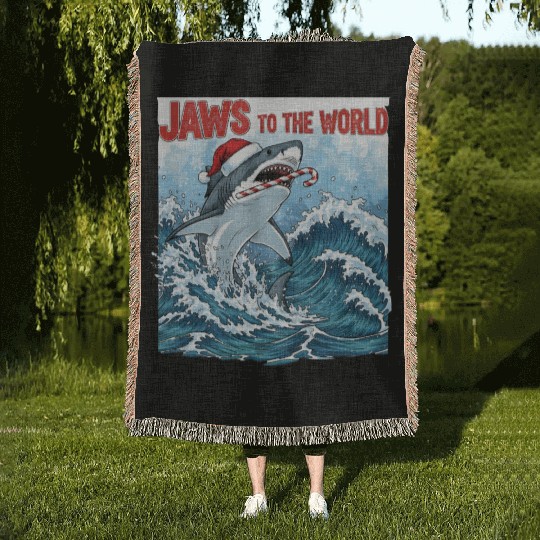 Jaws to the World – Christmastime Shark Attack Woven Blankets