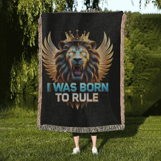 Born To Rule – Galaxy Lion Crown Power Woven Blankets