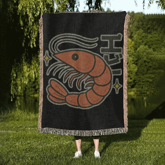 Kawaii Shrimp Japanese Woven Blankets