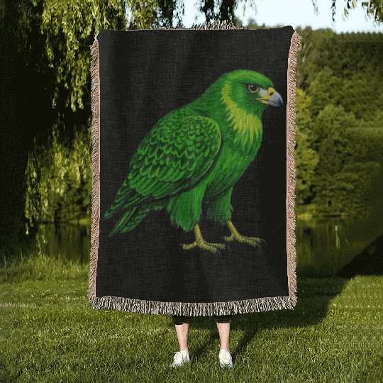 Green hawk Woven Blankets