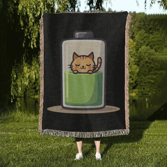 Cat Nap Battery Woven Blankets