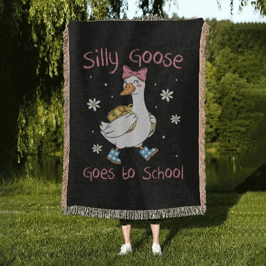 Silly Goose Back to School Funny Woven Blankets