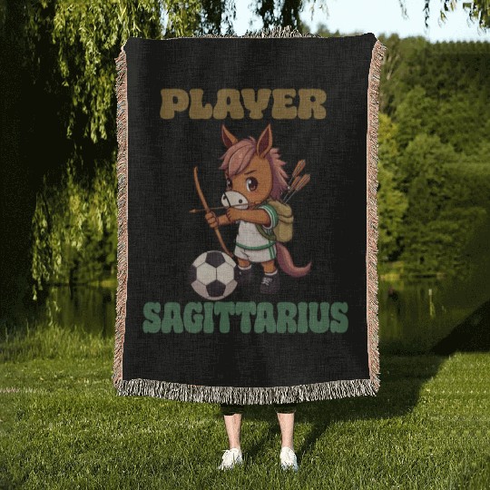 Soccer Player Sagittarius Zodiac Sign Soccer Woven Blankets