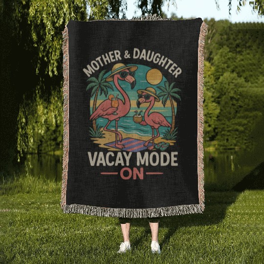 Mother and Daughter Vacation Mode Design Woven Blankets