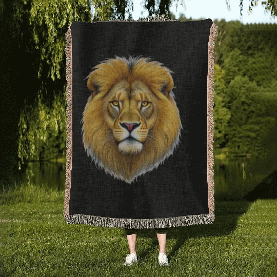 Majestic Lion Head – Fierce & Powerful Animal Art Woven Blankets
