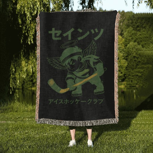 Defunct Japanese Minnesota Fighting Saints Hockey Woven Blankets