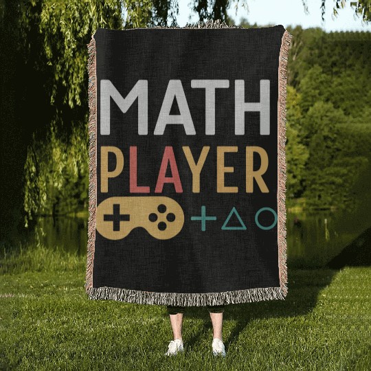 Math Gamer Player – Video Game Style Math Design Woven Blankets