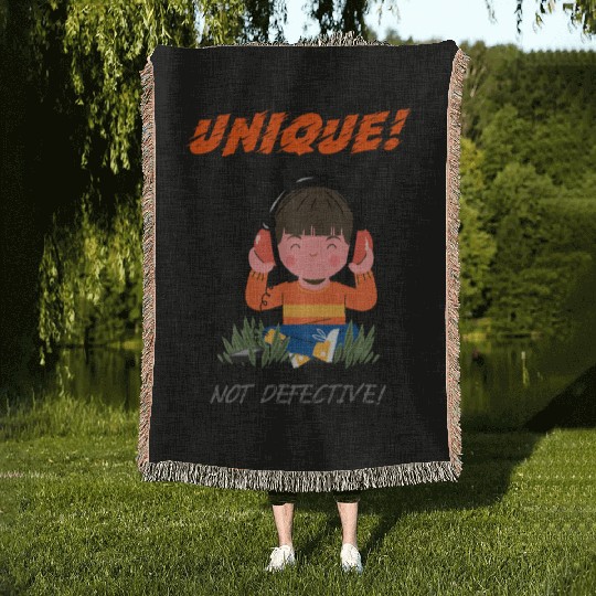 Unique Not Defective Autism Advocacy Woven Blankets
