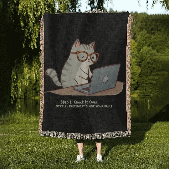 Keyboard Warrior Cat Woven Blankets