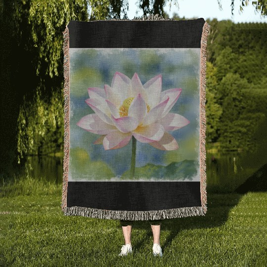 Serene Water Lily Floral Print Woven Blankets