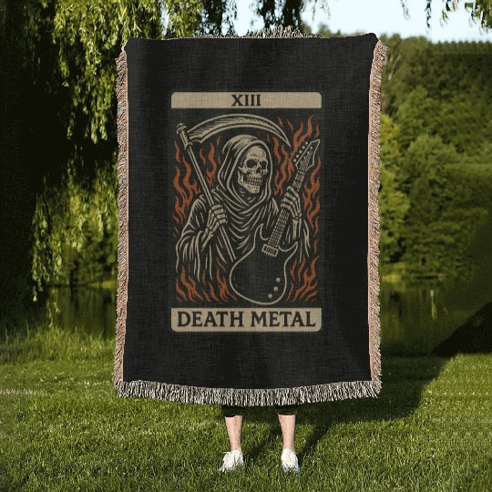 Death Metal (Card XIII) Woven Blankets