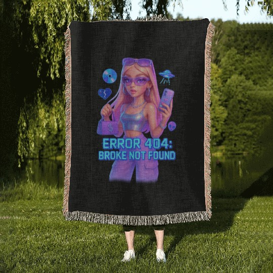 Y2K Rich Girl - ERROR 404 Bold Aesthetic Woven Blankets