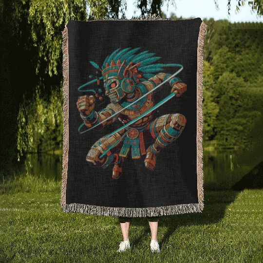 Aztec Warrior - Inca Maya Mayans Woven Blankets