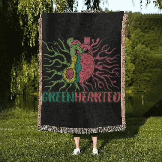 Greenhearted Avocado Heart Woven Blankets