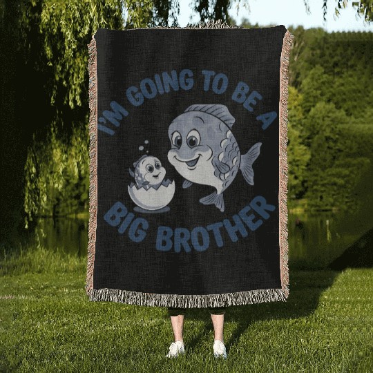 Cute Fish Big Brother Reveal Woven Blankets