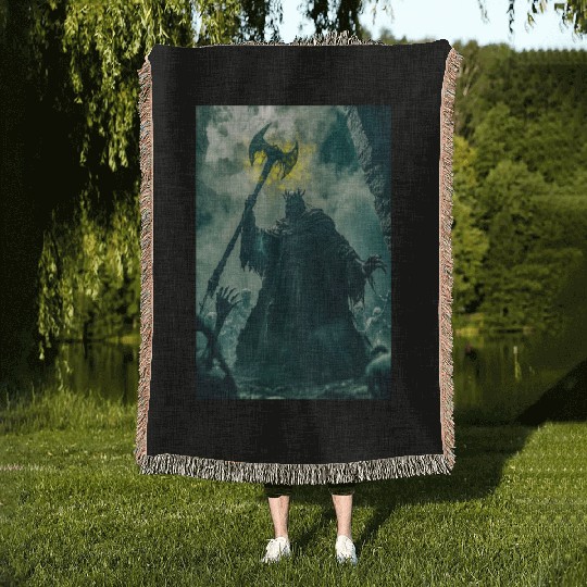 Dark Necromancer Rises Woven Blankets