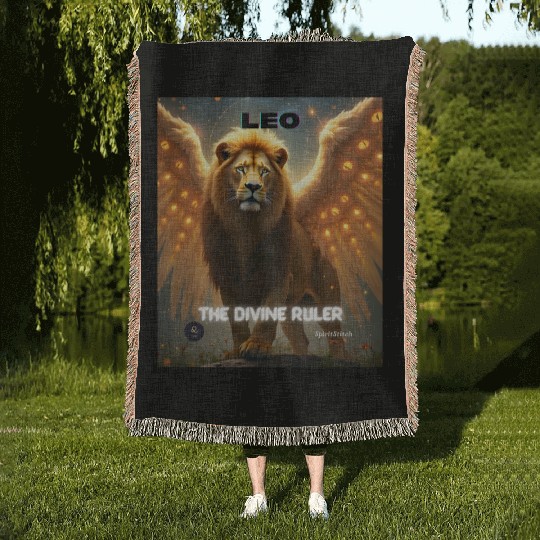 Leo the Divine Ruler with Angel Wings Woven Blankets