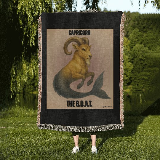 Capricorn The Mythical Sea Goat Woven Blankets