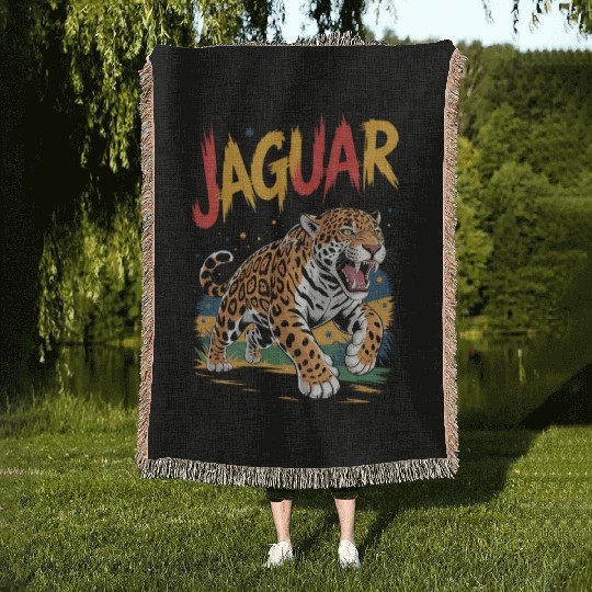 Vivid Jaguar Bold Print Woven Blankets