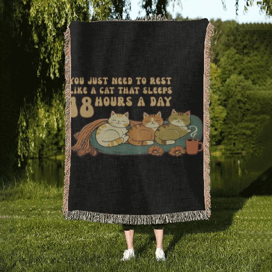 Relaxing Cat Nap Quote Design Woven Blankets