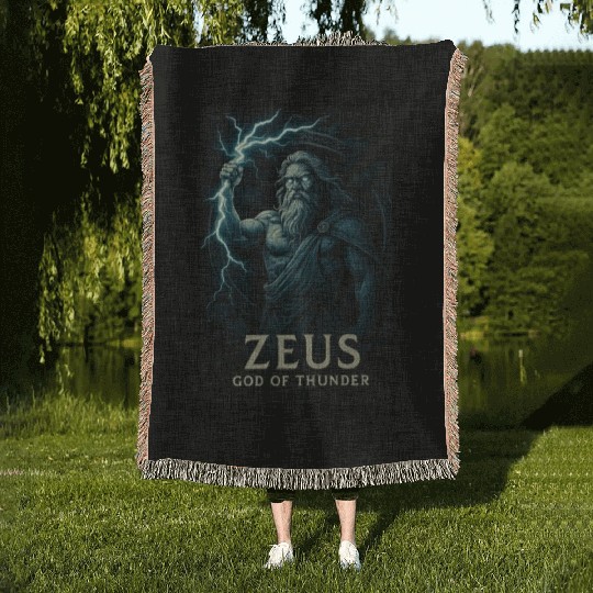 Zeus God of Thunder Mythology Design Woven Blankets