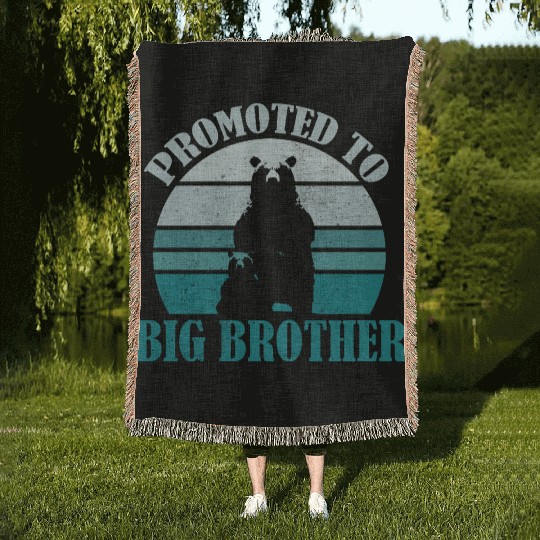 Promoted to Big Brother Bear Design Kids Toddler Woven Blankets