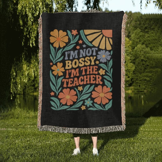 Floral Teacher Affirmation Woven Blankets