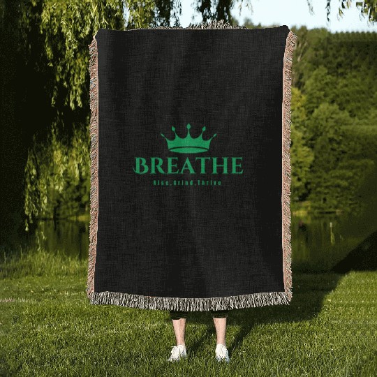 Breathe Rise Grind Thrive Flow Woven Blankets