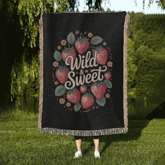 Wild & Sweet Strawberry Delight Design Woven Blankets
