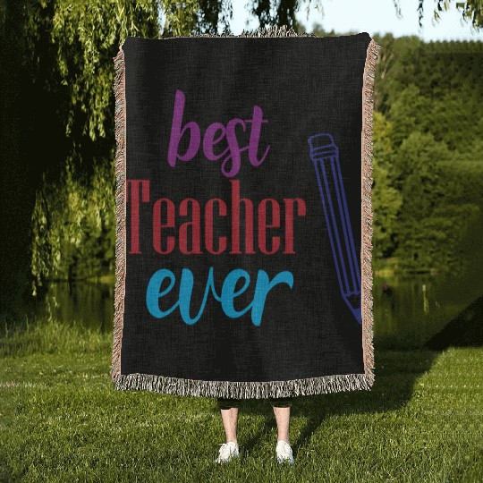 Best Teacher Ever Pencil Gift Woven Blankets