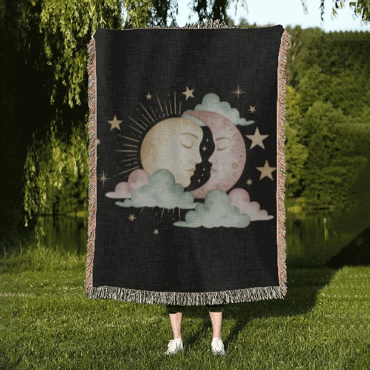 Sun & Moon Embrace Woven Blankets design