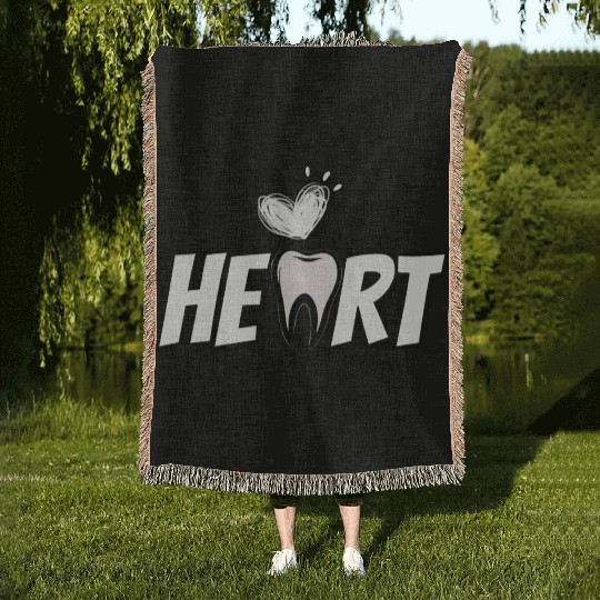 Healing Smile Tooth Heart Design Woven Blankets