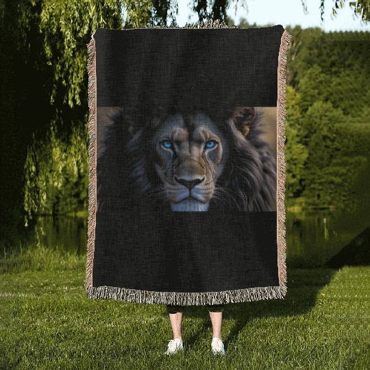 Head Of A Lion Woven Blankets