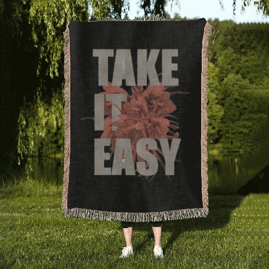 Take It Easy Unisex Woven Blankets Chill Retro Vibes Caual
