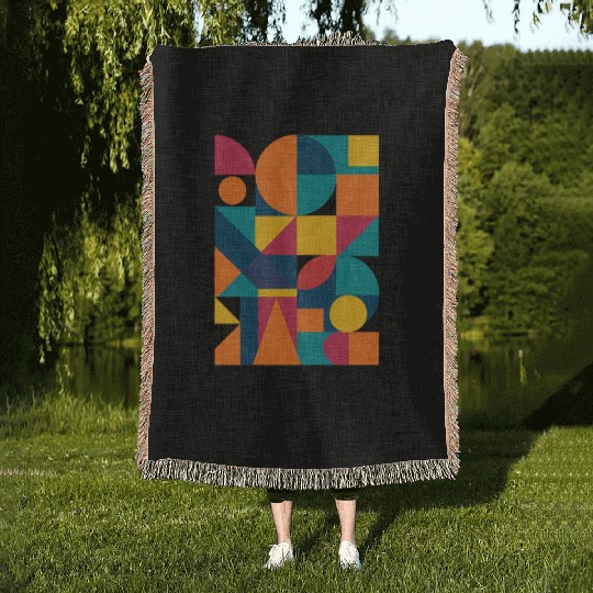 Vibrant Modern Geometry Woven Blankets